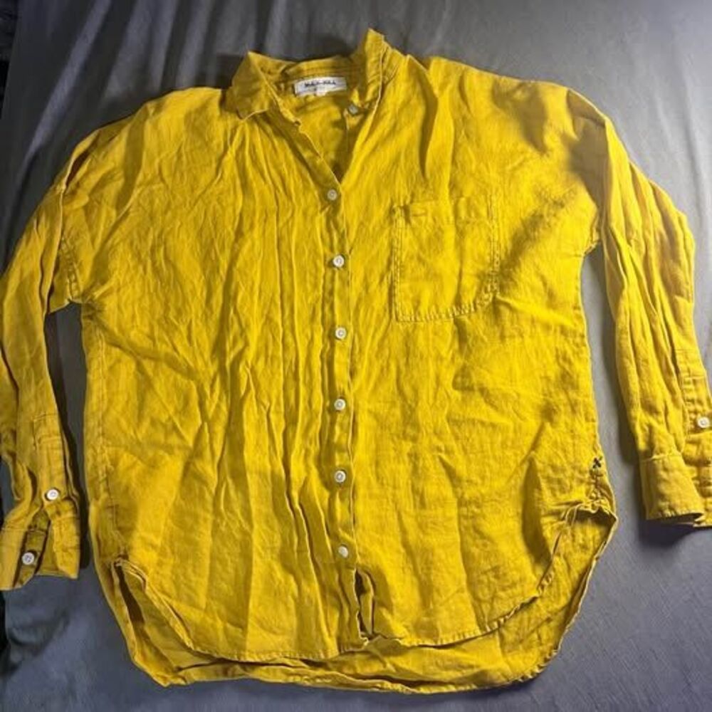 Alex Mill Yellow Linen Button-Down Shirt